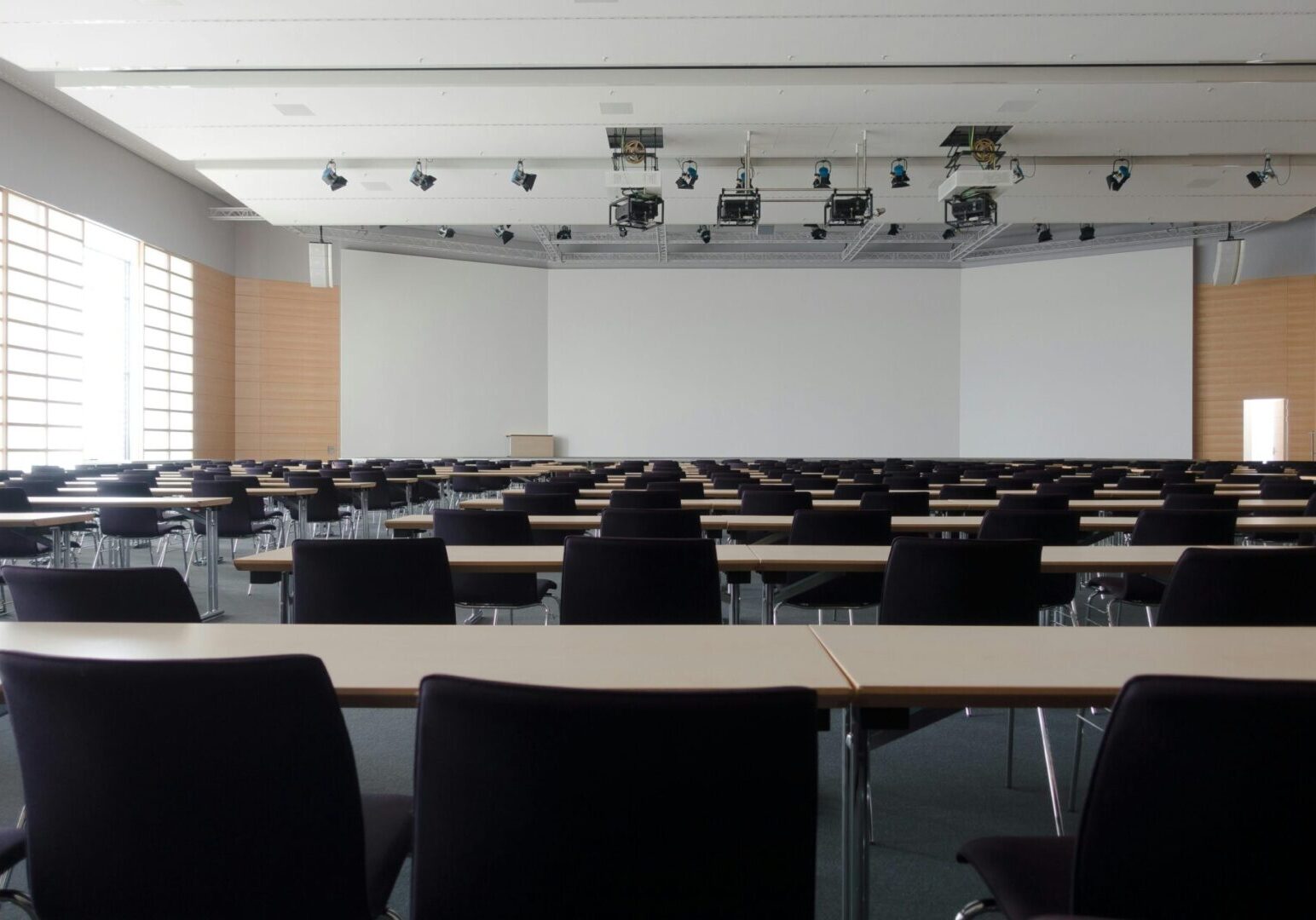 Modern Classroom A room with many chairs and tables in it